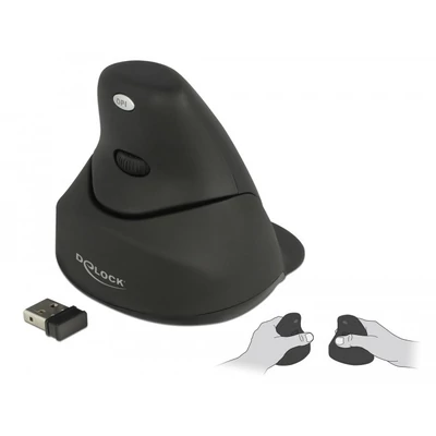 Delock 12553 ergonomikus vezeték nélküli, függőleges lézer egér, fekete - sérült