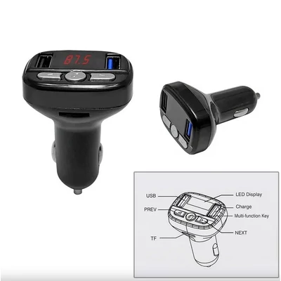 FM Transmitter és Dual USB töltő Bluetooth kihangosítással TRANS036
