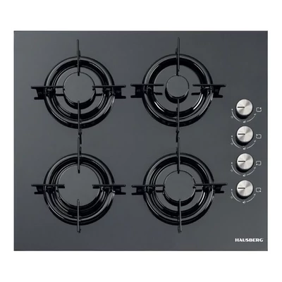 Hausberg HB-563NG fekete, beépíthető, gáz,üvegfelületű, főzőzóna:4,főzőlap
