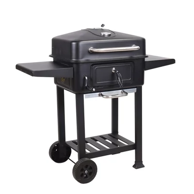 TOO BG-200B fekete BBQ faszenes grillkocsi két oldalsó asztallal