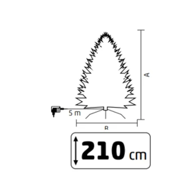 HOME KMF8LED210 havas műfenyő LED-ekkel, 210 cm, 350 db melegfehér LED, 3D+2D tűlevelek, fém talp, adapteres tápellátás, beltéri kivitel