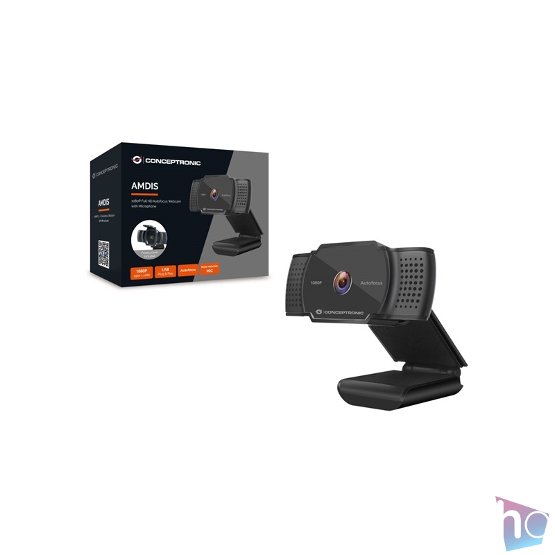 Conceptronic Webkamera - AMDIS06B (2592x1944 képpont, Auto-fókusz, 30 FPS, USB 2.0, univerzális csipesz, mikrofon)