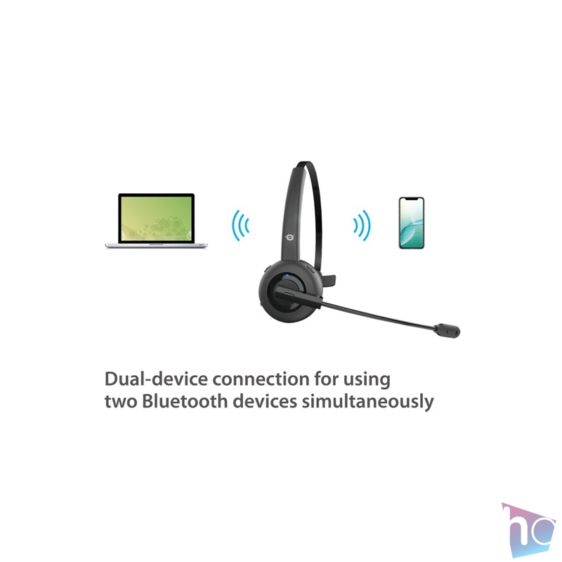 Conceptronic Vezeték nélküli Fejhallgató - POLONA03BDA (BT+ USB adapter, hangerőszabályzó, felhajtható mikrofon, fekete)