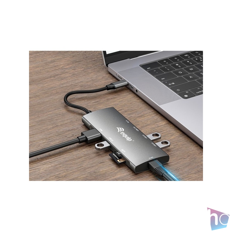 Equip Notebook Dokkoló - 133490 (Bemenet: USB-C, Kimenet: USB-C PD:100W/HDMI/2x USB-A 3.2 Gen1/ USB-C3.2 Gen1/SD/TF)