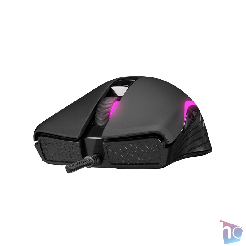 Everest Gamer Egér - SM-G56 CORAX  (7200 DPI, 7gomb, 1,5m harisnyázott kábel,optikai, fekete, RGB LED)