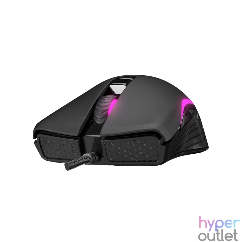 Everest Gamer Egér - SM-G56 CORAX  (7200 DPI, 7gomb, 1,5m harisnyázott kábel,optikai, fekete, RGB LED)