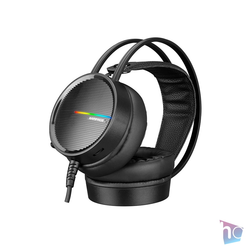 Rampage Fejhallgató - RM-K3 CASHE (7.1, mikrofon, USB, hangerőszabályzó, nagy-párnás, fekete)