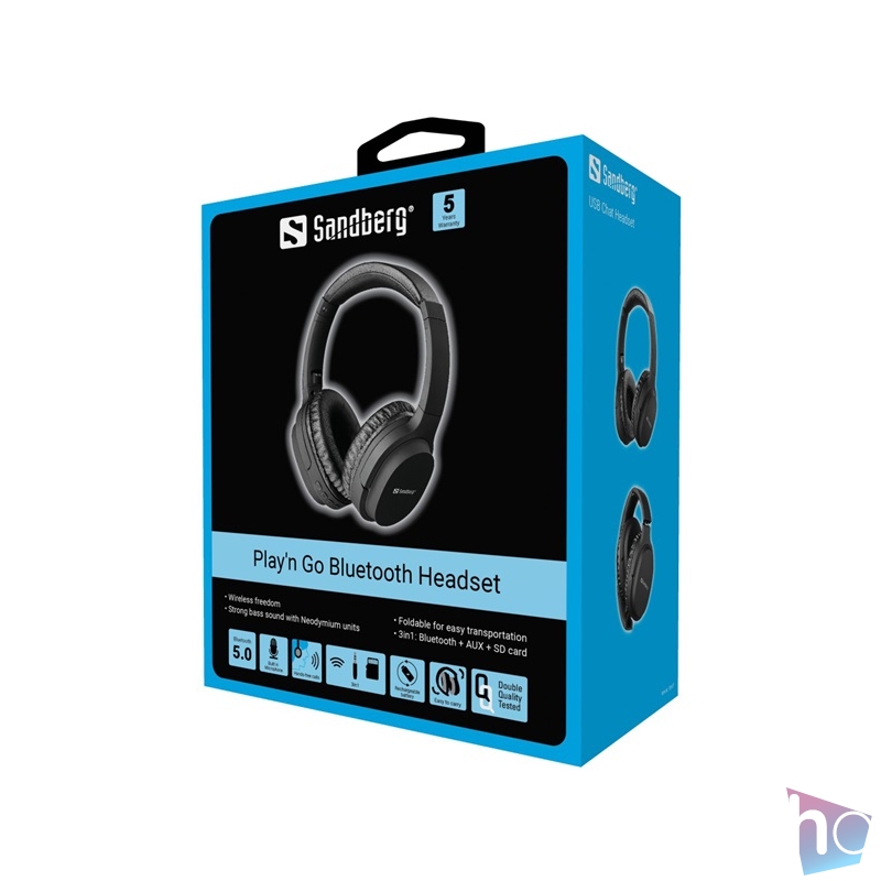 Sandberg Wireless Fejhallgató - Play n Go Bluetooth Headset (Bluetooth 5.0; mikrofon; hangerő szabályzó; fekete)