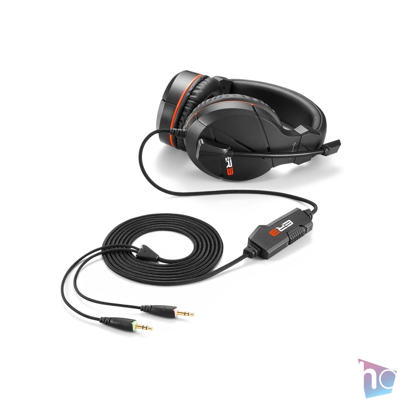 Sharkoon Fejhallgató - Rush ER3 Black (fekete; mikrofon; TRRS 3.5mm jack; hangerőszabályzó; nagy-párnás; 2.4m kábel)