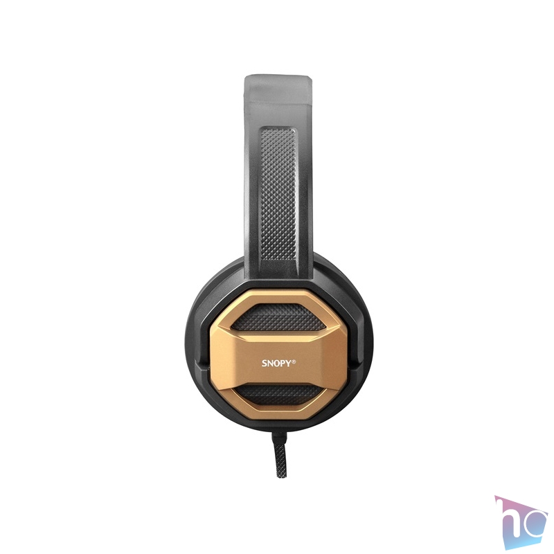 Snopy Fejhallgató - SN-101 BONNY Gold (stereo, mikrofon, 3.5mm jack, hangerőszabályzó, 1m kábel, fekete-arany)