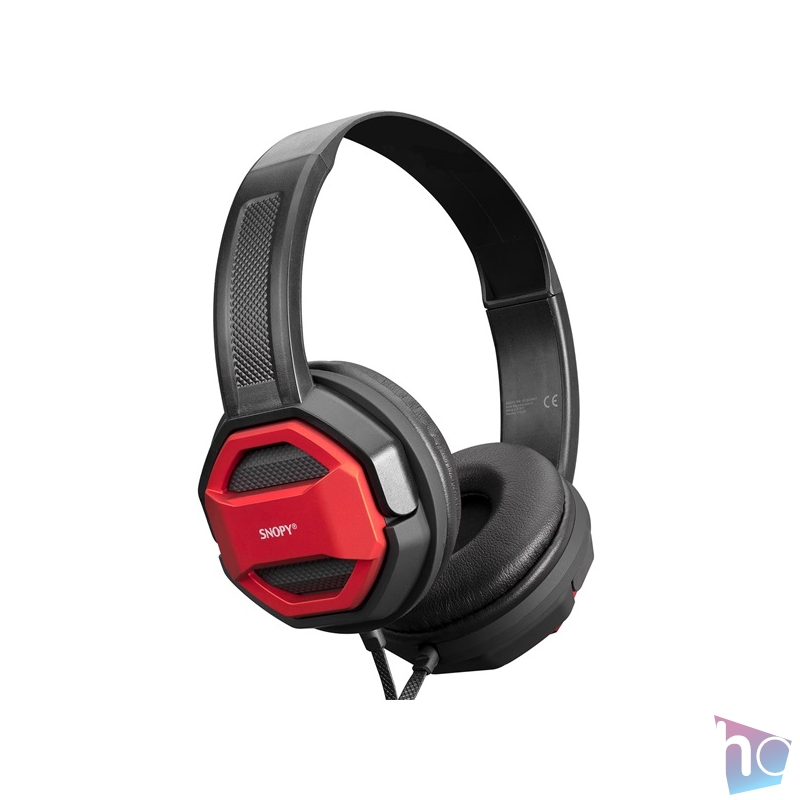 Snopy Fejhallgató - SN-101 BONNY Red (stereo, mikrofon, 3.5mm jack, hangerőszabályzó, 1m kábel, fekete-piros)