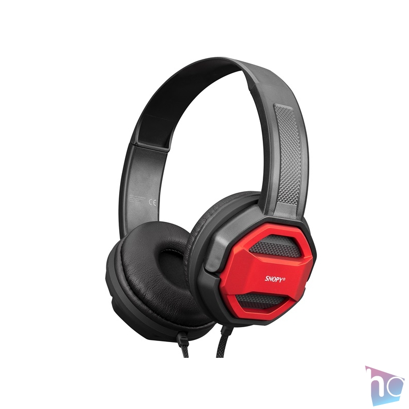 Snopy Fejhallgató - SN-101 BONNY Red (stereo, mikrofon, 3.5mm jack, hangerőszabályzó, 1m kábel, fekete-piros)