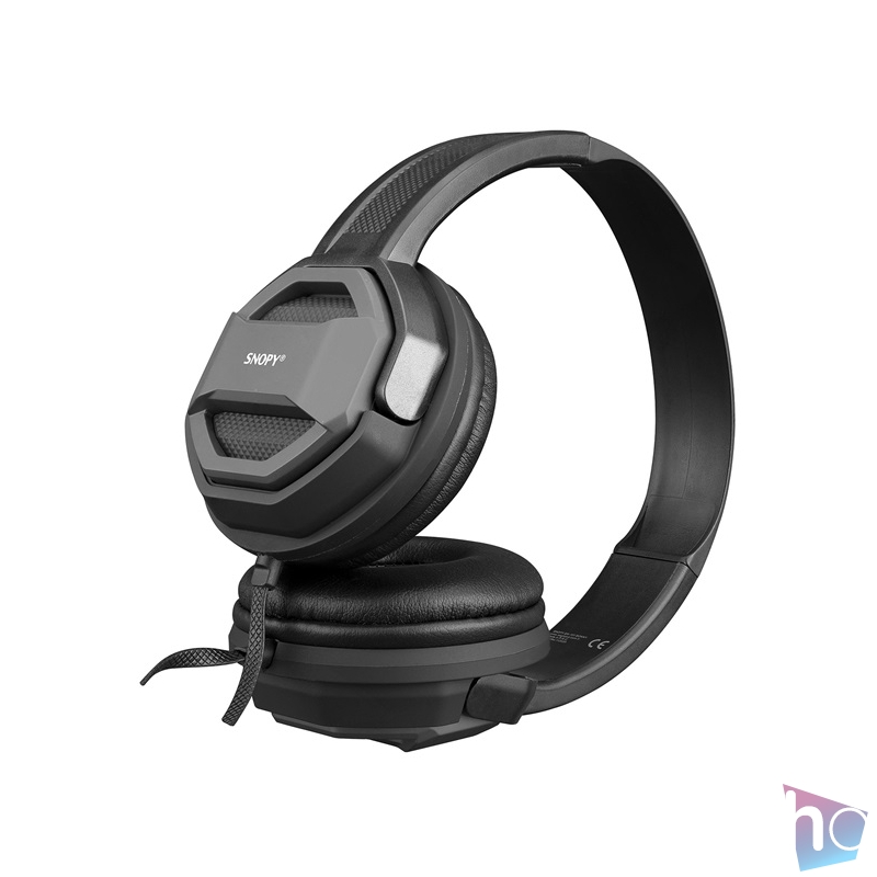 Snopy Fejhallgató - SN-101 BONNY Grey (stereo, mikrofon, 3.5mm jack, hangerőszabályzó, 1m kábel, fekete-szürke)