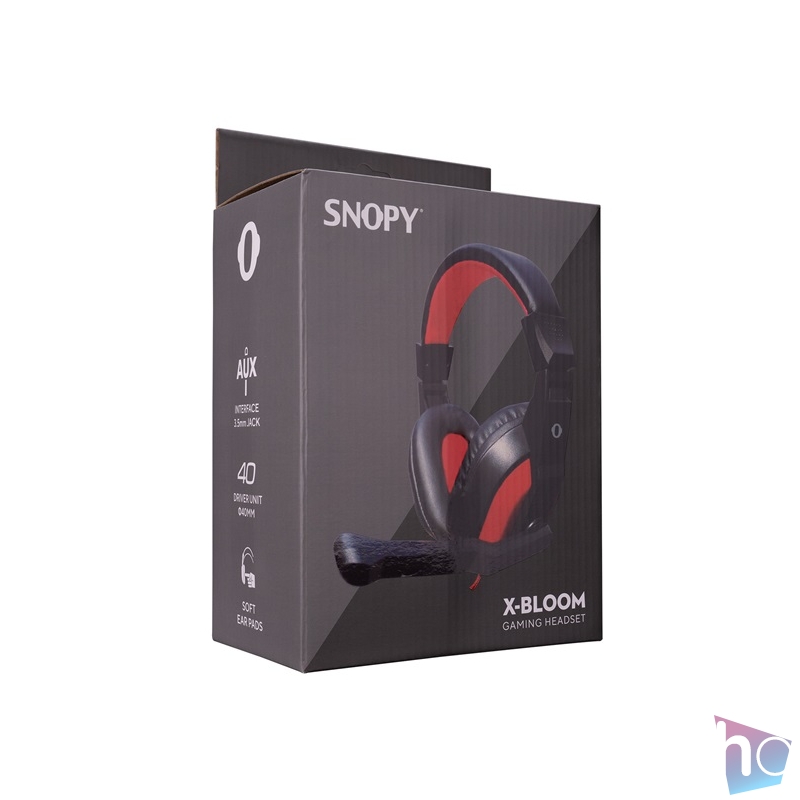 Snopy Fejhallgató - SN-633 Red (mikrofon, 3.5mm jack, hangerőszabályzó, nagy-párnás, 1.8m kábel, fekete-piros)