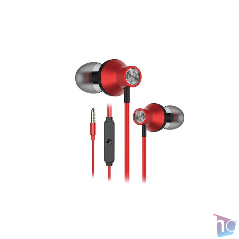 Snopy Fülhallgató - SN-J19 Red (mikrofon, 3.5mm TRRS jack, 1.2m kábel, piros)
