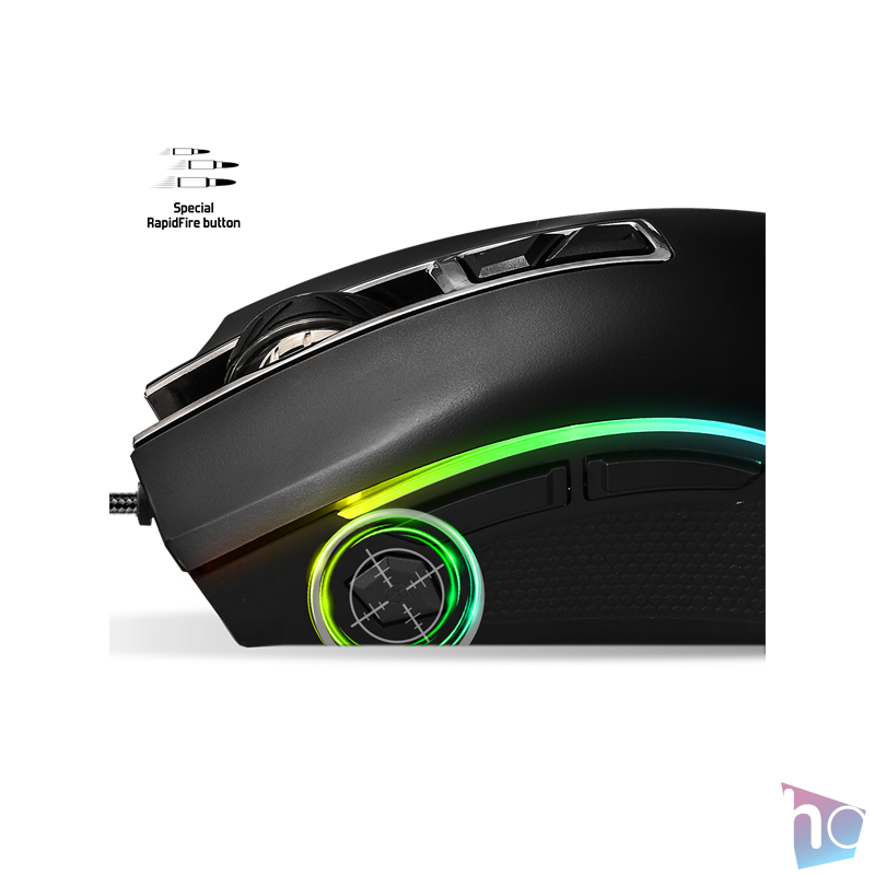 Spirit of Gamer Egér - PRO-M6 RGB (4800DPI, 500Hz, 8 programozható gomb, RGB LED, 1,8 m harisnyázott kábel, fekete)