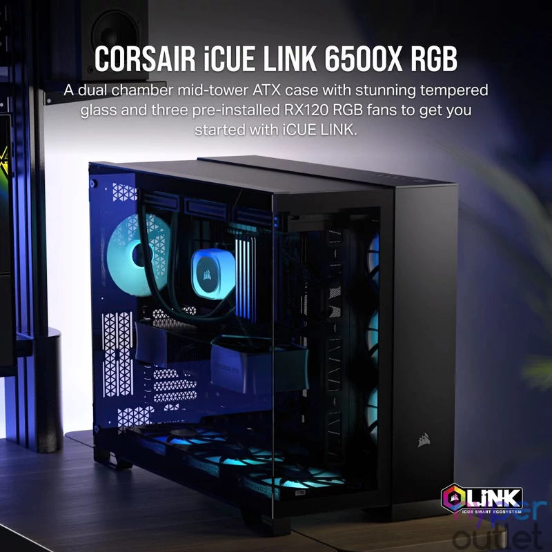 Corsair iCUE LINK 6500X RGB Tempered Glass Black gépház