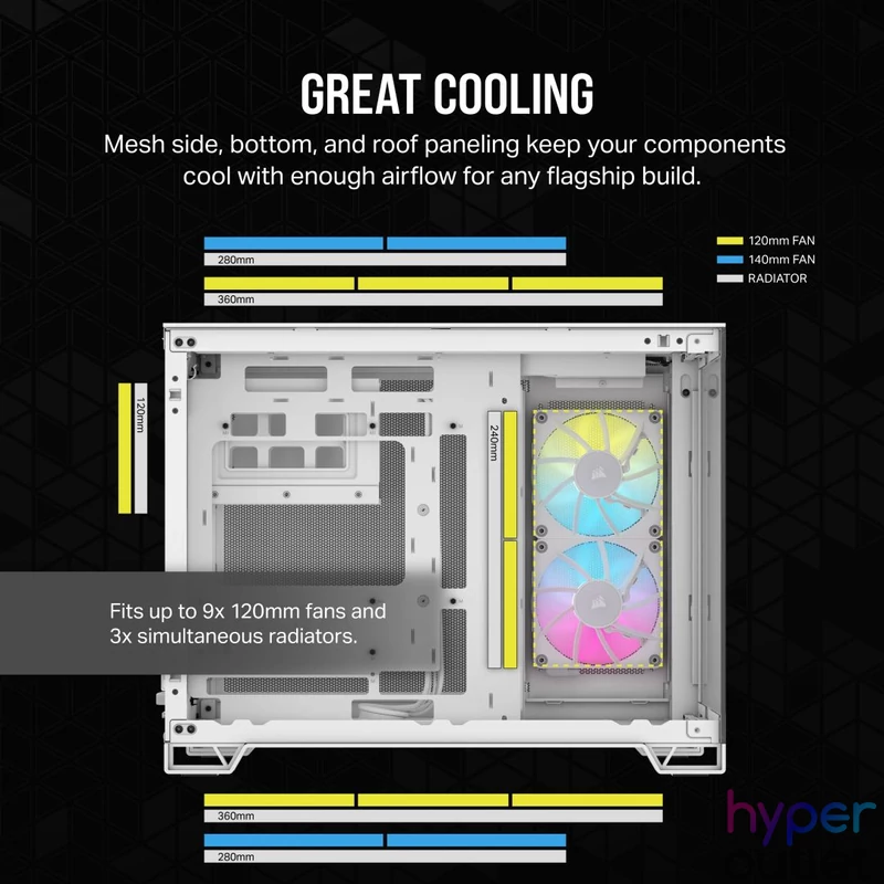 Corsair iCUE LINK 2500X RGB Micro ATX Dual Chamber Tempered Glass White gépház