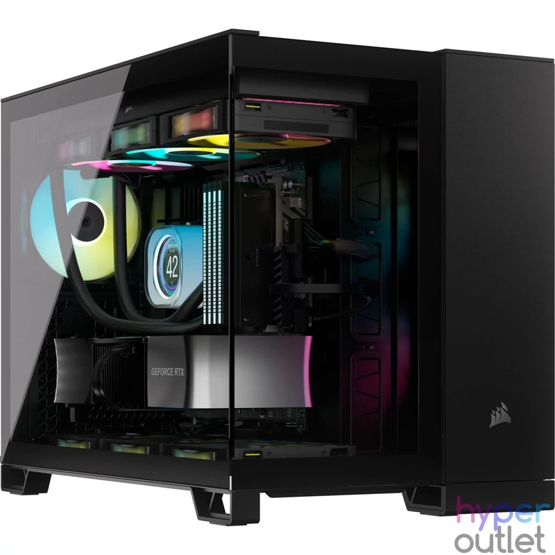 Corsair iCUE LINK 2500X RGB Micro ATX Dual Chamber Tempered Glass Black gépház