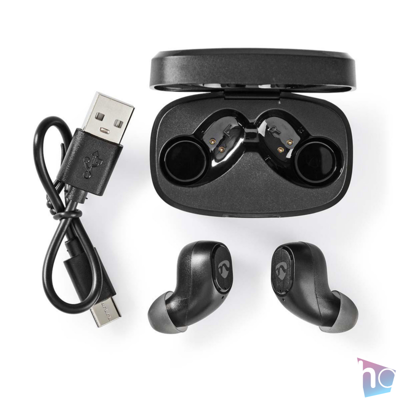 HPBT3053BK fekete, true wireless, teljesen vezeték nélküli fülhallgató töltőtokkal, mikrofonnal