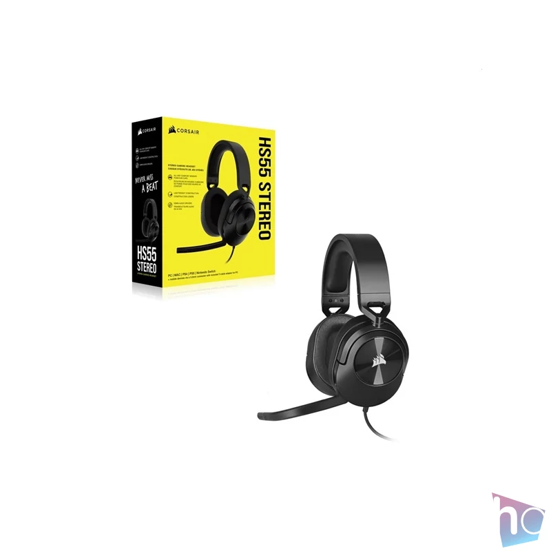 Corsair HS55 Stereo fekete gamer headset