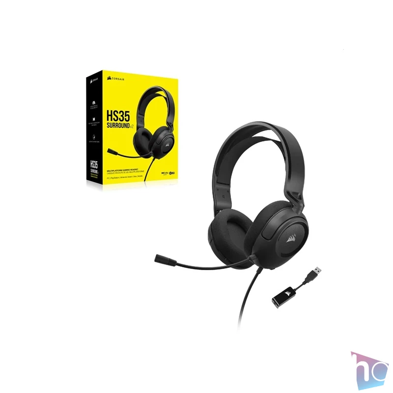 Corsair HS35 SURROUND v2 vezetékes fekete gamer headset