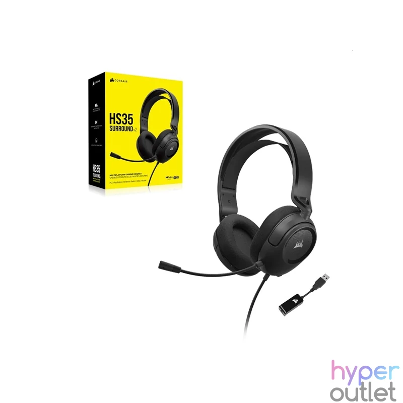 Corsair HS35 SURROUND v2 vezetékes fekete gamer headset