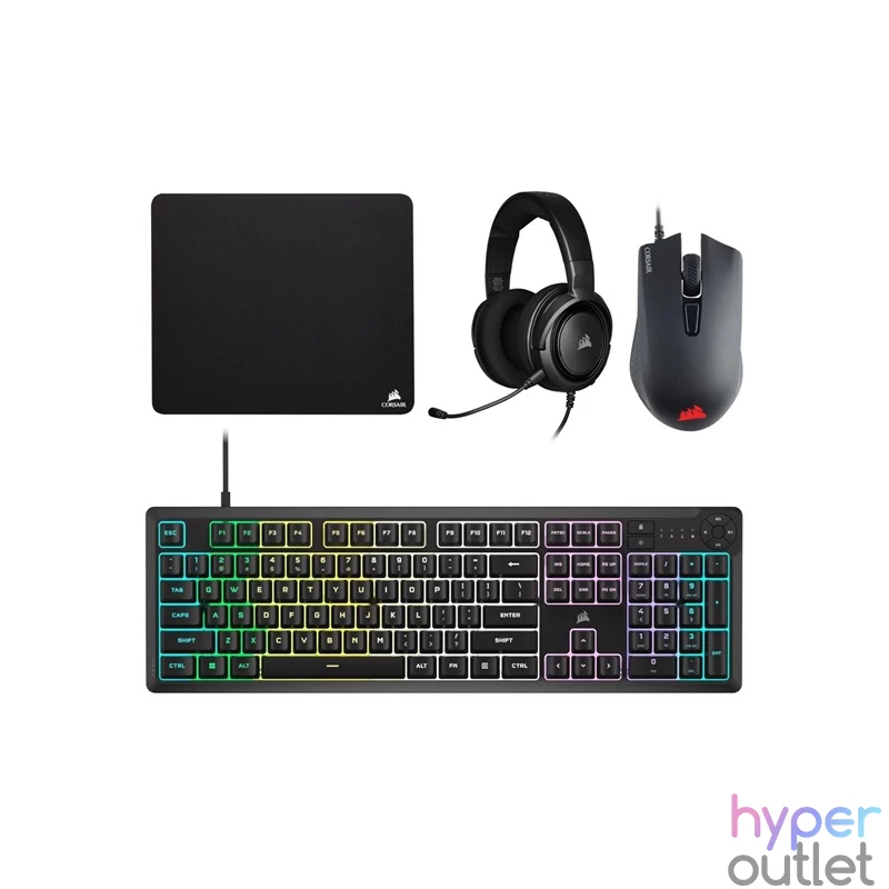 Corsair CH-9226F65-NA 4in1 vezetékes fekete gamer billentyűzet + egér + fejhallgató + egérpad