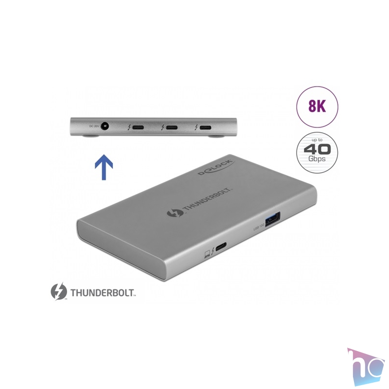 Delock 64157 3 portos Thunderbolt4 8K + 1x USB-A 3.2 HUB