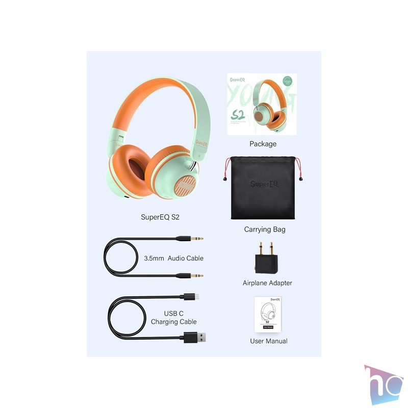 OneOdio S2 ANC aktív zajszűrős Bluetooth narancs-zöld fejhallgató