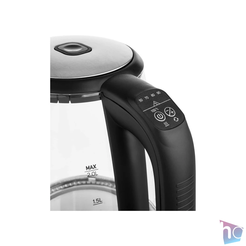 Sencor SWK 2090BK 2L-es inox-fekete üveg vízforraló