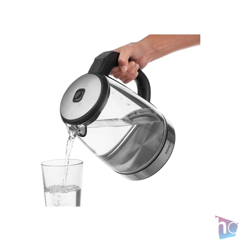 Sencor SWK 2090BK 2L-es inox-fekete üveg vízforraló