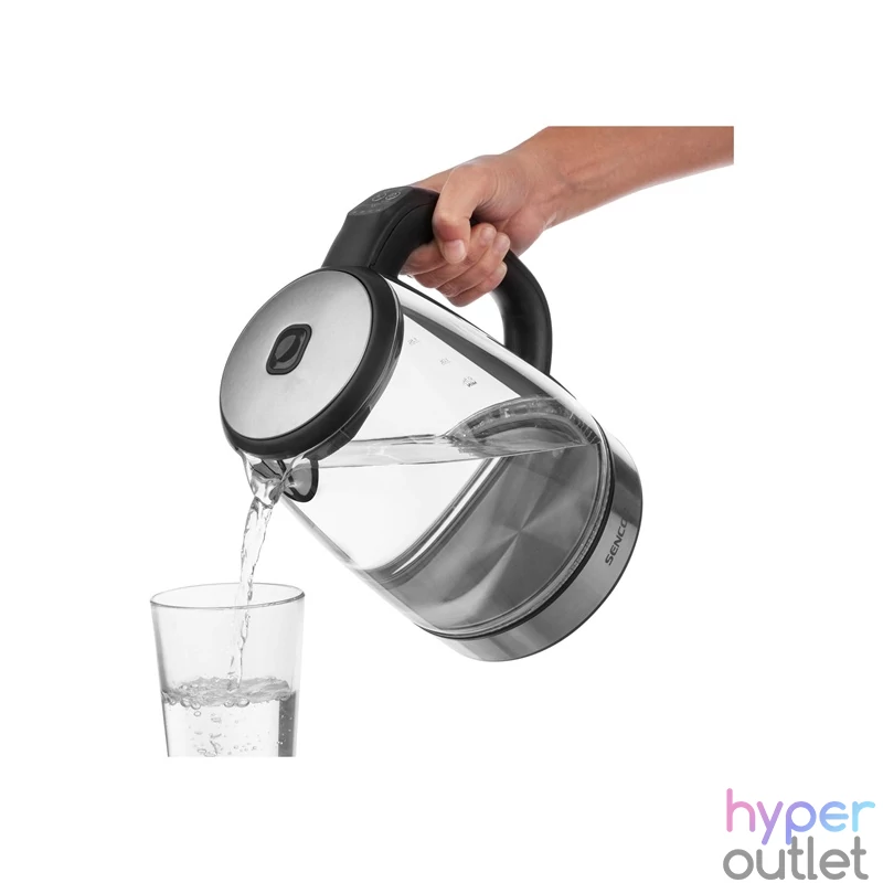Sencor SWK 2090BK 2L-es inox-fekete üveg vízforraló