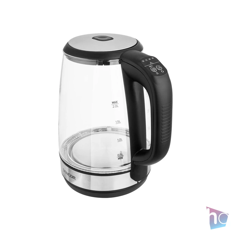 Sencor SWK 2090BK 2L-es inox-fekete üveg vízforraló
