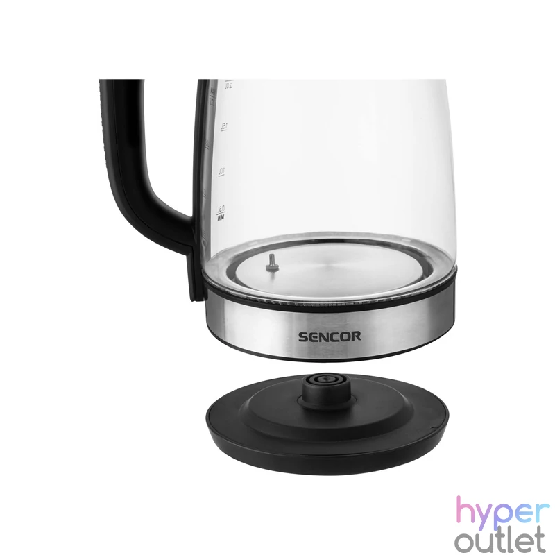 Sencor SWK 2090BK 2L-es inox-fekete üveg vízforraló