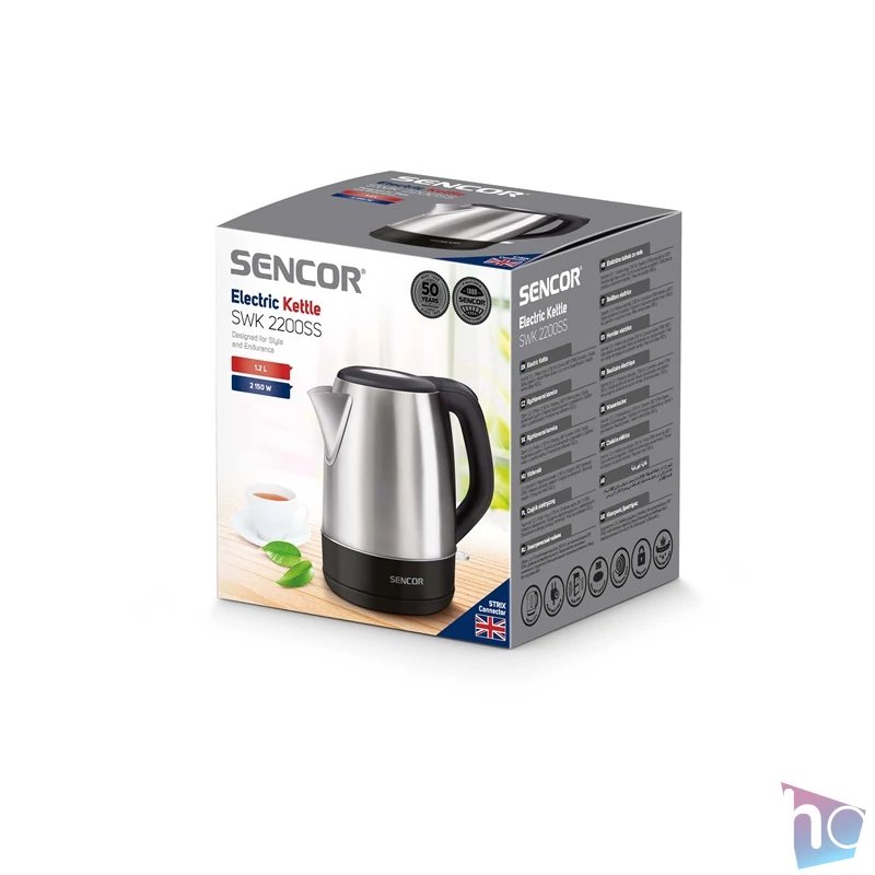 Sencor SWK 2200SS 1,2L-esinox-fekete vízforraló
