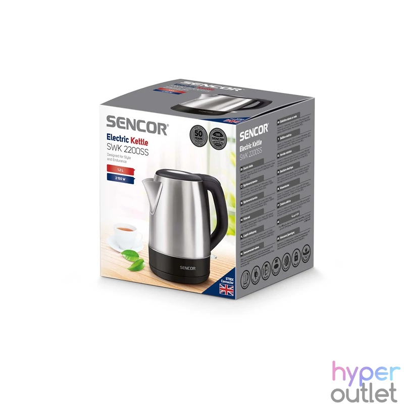 Sencor SWK 2200SS 1,2L-esinox-fekete vízforraló