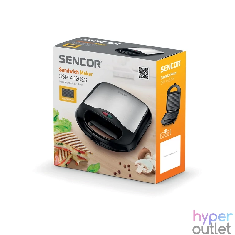Sencor SSM 4420SS inox-fekete grill/panini - szendvicssütő