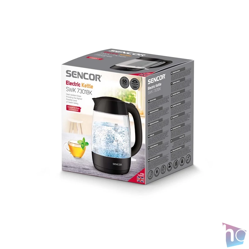 Sencor SWK 7301BK 1,7l üveg fekete vízforraló