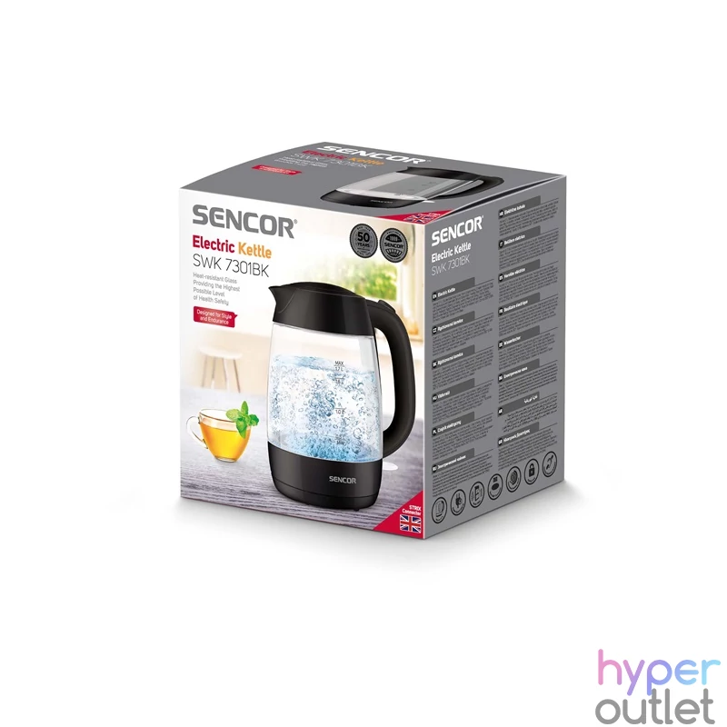 Sencor SWK 7301BK 1,7l üveg fekete vízforraló