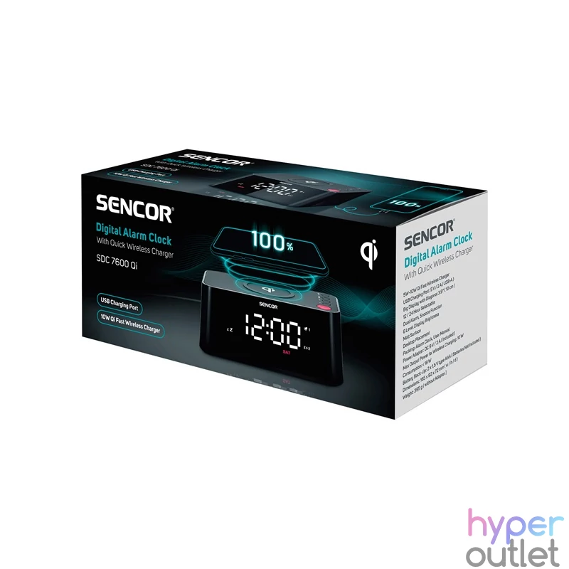 Sencor SDC 7600 Qi ébresztőóra töltővel