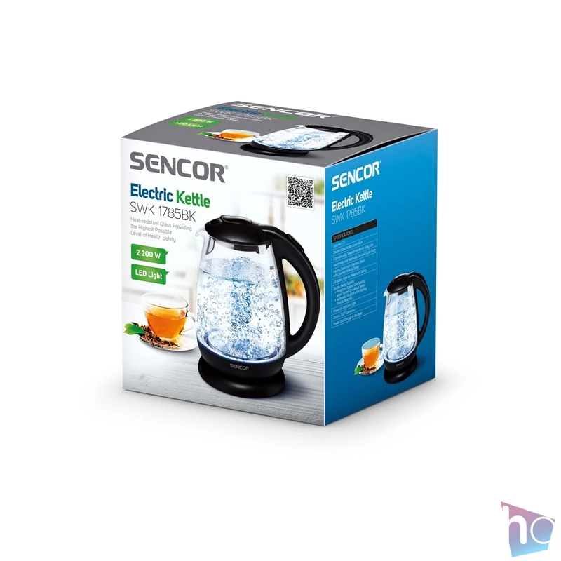 Sencor SWK 1785BK 1,7L-es fekete-üveg vízforraló