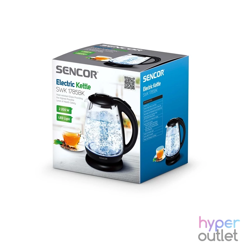 Sencor SWK 1785BK 1,7L-es fekete-üveg vízforraló