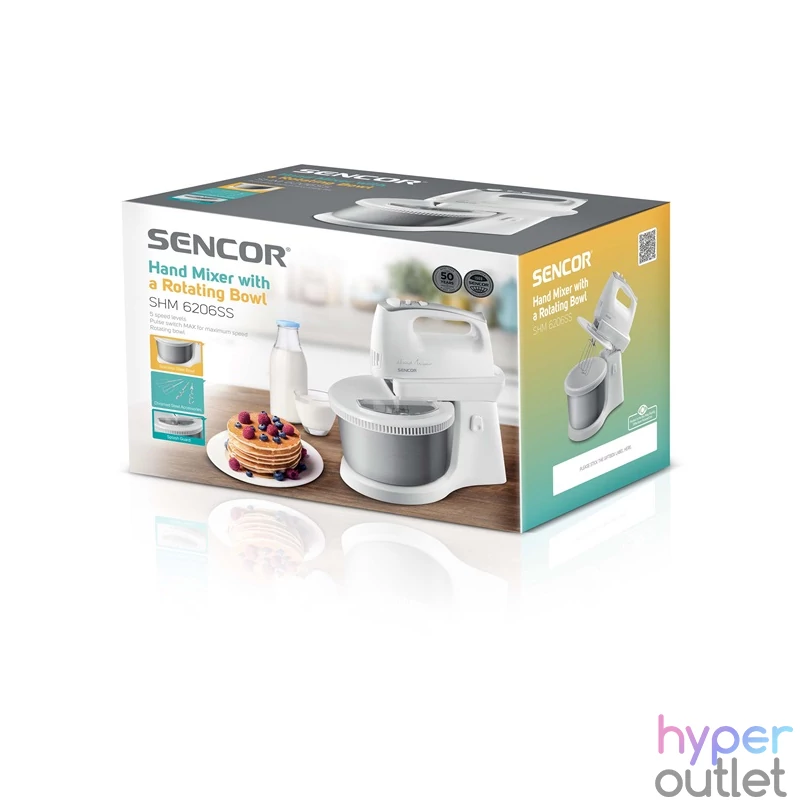 Sencor SHM 6206SS fehér-ezüst tálas kézi mixer