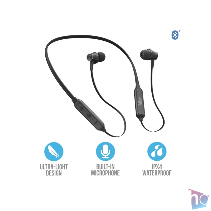 Trust Ludix Lightweight Bluetooth nyakpántos fekete sport fülhallgató