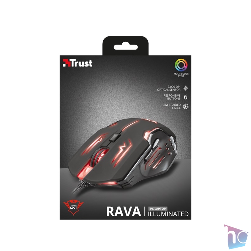 Trust GXT 108 Rava Illuminated USB fekete gamer egér
